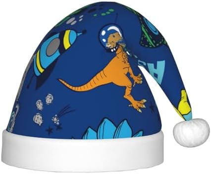 Dinosaur In Space Santa Hat for Kids Christmas Party Hat