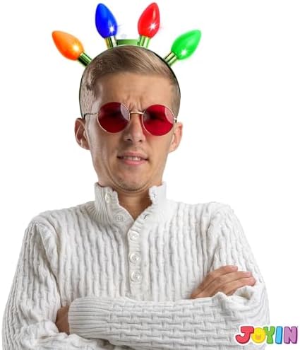 JOYIN LED Flashing Headband with 4 Colorful Lights for Christmas Party Favors
