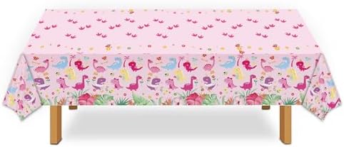 Dinosaur Birthday Party Tablecloths for Girls - Pink