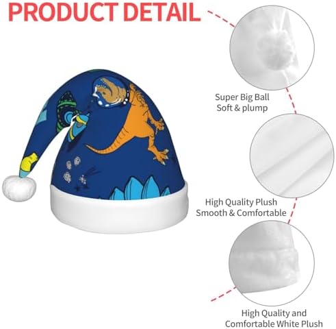 Dinosaur In Space Santa Hat for Kids Christmas Party Hat