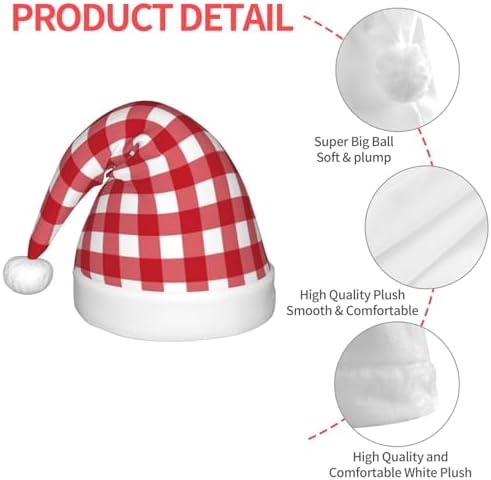 Red Checkboard Santa Hat for Kids Christmas Party
