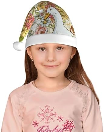 Salelf Ducks and Flowers Santa Hat for Kids