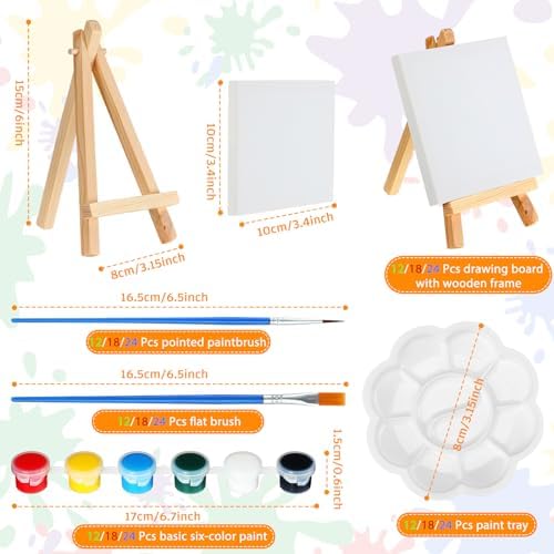 HyDren 254 Paint Party Favors Set with Canvas Paint Pots Keychains