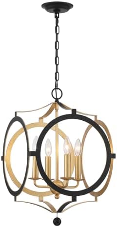 Crystorama Odelle 4 Light Black and Antique Gold Chandelier