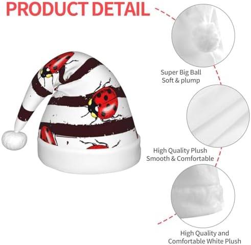 Salelf Ladybugs Santa Hat for Kids Christmas Baby Plush Headwear