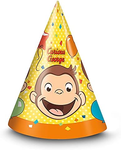 Vibrant Colors Curious George Party Hats Pack of 8