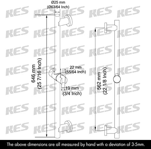 KES Adjustable Handheld Shower Head Slide Bar