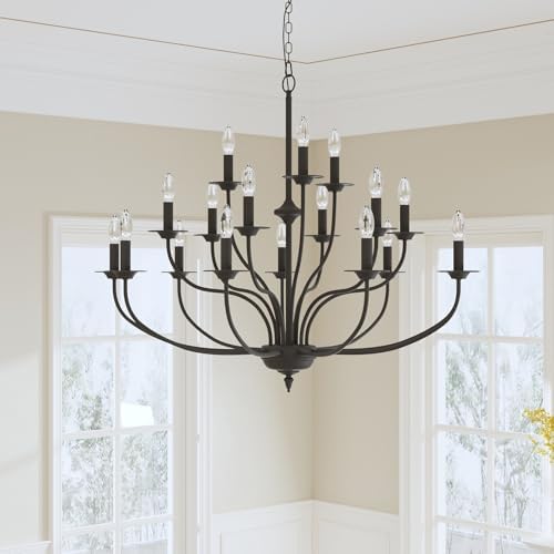 Maxax 18 Light Candle Style Traditional Chandelier with Wrought Iron Accents