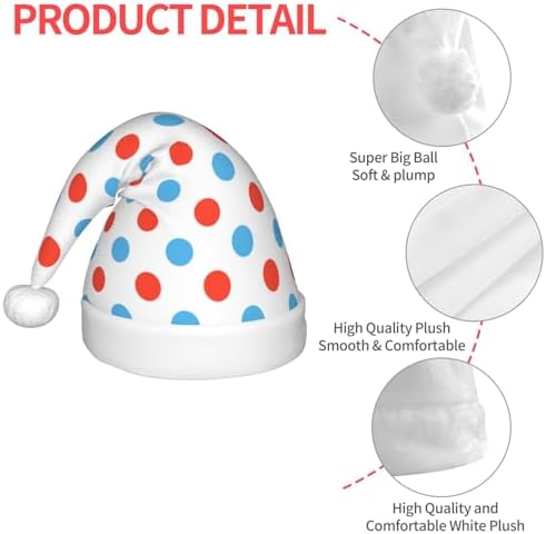Red Blue Polka Dots Santa Hat for Kids Baby Christmas Hat