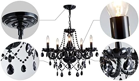 Saint Mossi Modern K9 Crystal Chandelier Black 5 Lights