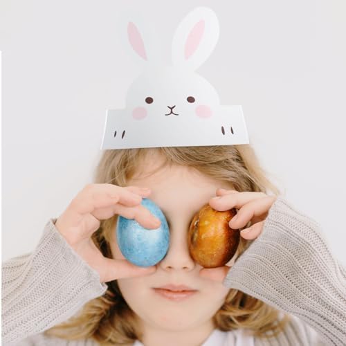 LOGOFUN 18 Pcs Easter Paper Crowns for Girls Women Birthday Party Headwear