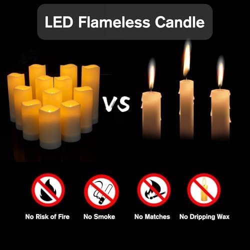 Metaku Flameless LED Candles Set of 12 Ivory with Remote and Timer