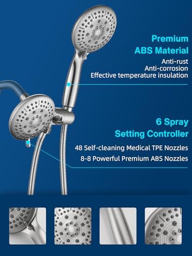Cobbe 48-Setting High Pressure 3-Way Shower Head Combo