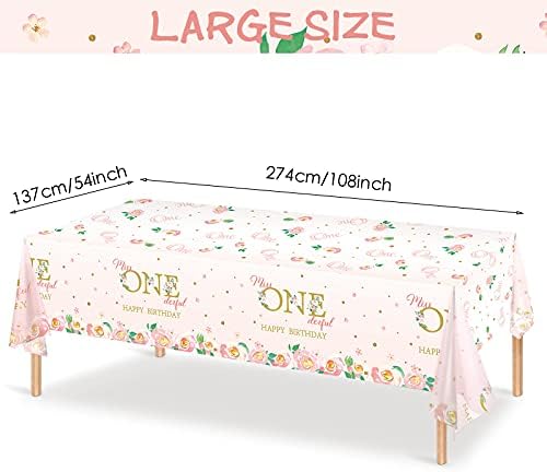Tatuo 3 Piece 1st Birthday Floral Tablecloth