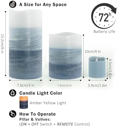 FURORA LIGHTING Blue Ombre Flameless Candles with Remote Timer