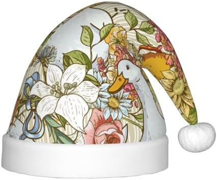 Salelf Ducks and Flowers Santa Hat for Kids