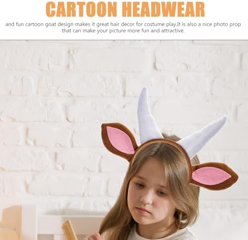 Amosfun Cute Goat Ears Headband with Horns