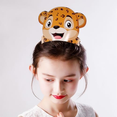 LUOZZY 12pcs Jungle Animal Paper Hats for Birthday Parties