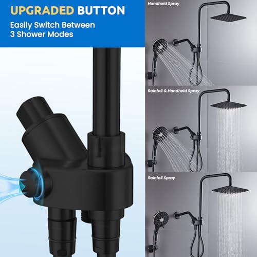 Ryamen 8 Inch Dual Shower Head Combo with 5 Spray Settings and Pause Function