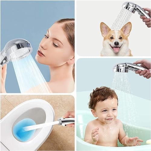 Adjustable 3-Spray Handheld Shower Head with OnOff Switch