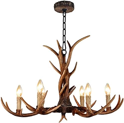 Rustic Farmhouse Candle Chandelier with Resin Antlers