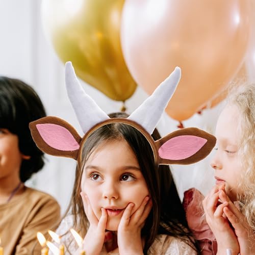 Amosfun Cute Goat Ears Headband with Horns
