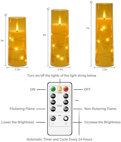 Flameless LED Candles with Timer 9 Pack Gold