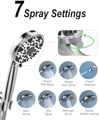 Diiwet Handheld Showerhead with 7 Settings and Power Wash