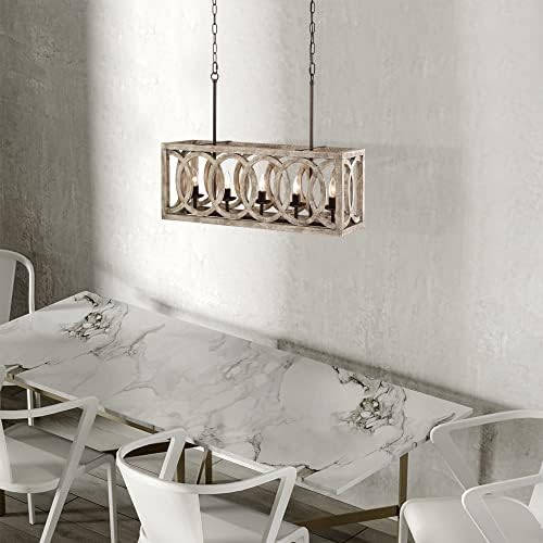 Tiffany Style 5 Light Chandelier with Wood Grain Finish