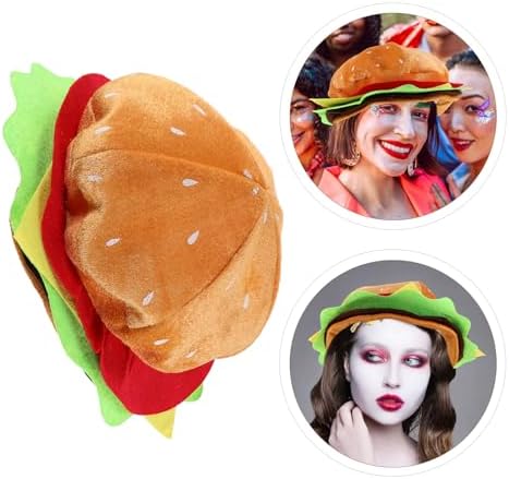 LOGOFUN 2pcs Plush Burger Hat Cartoon Costume Prop