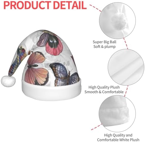 Vintage Butterflies Santa Hat for Kids Christmas Party