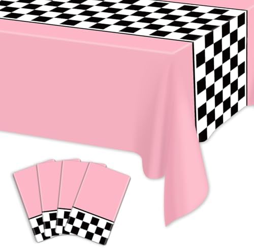 4 Pcs Racing Car Checkered Plastic Tablecloths
