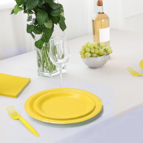 96 Pcs Yellow Paper Plates and Napkins Set for 24 Guests