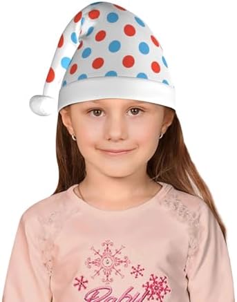 Red Blue Polka Dots Santa Hat for Kids Baby Christmas Hat