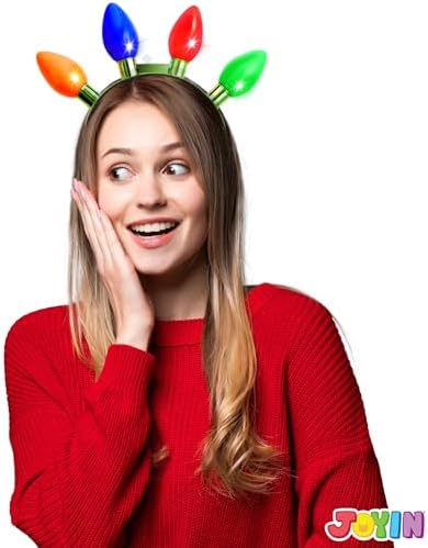 JOYIN LED Flashing Headband with 4 Colorful Lights for Christmas Party Favors
