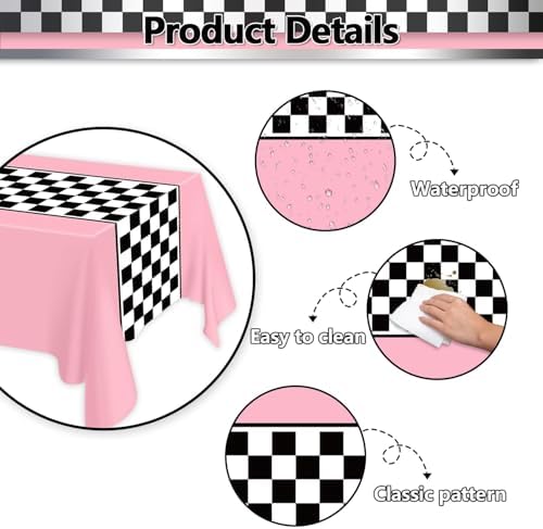 4 Pcs Racing Car Checkered Plastic Tablecloths