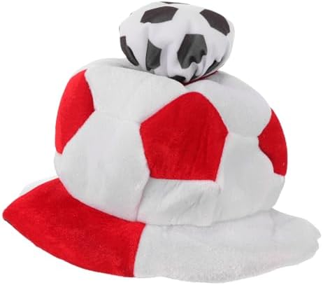 LOGOFUN Soccer Party Hats Football Cap Celebration Photo Props for Football Match Supplies - Red and White