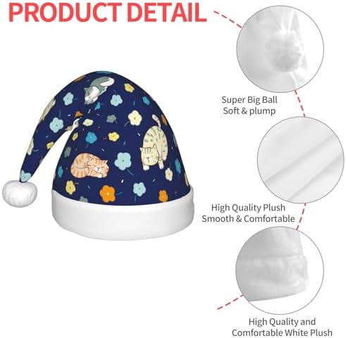 Cartoon Cat and Flower Santa Hat for Kids