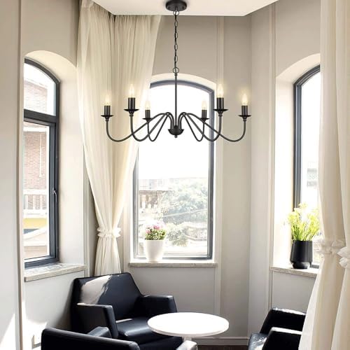 Farmhouse Black Pendant Light 6 Lamp Modern Hanging Chandelier