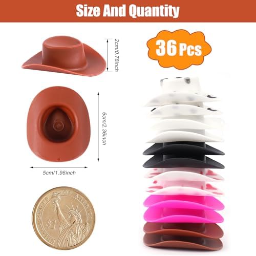 60 Pcs Plastic Mini Cowboy Hats for Party Decorations