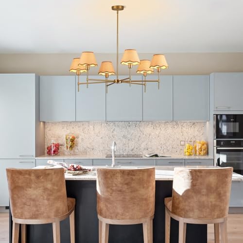 39 Inch Large Rattan Chandelier 6 Light Farmhouse Boho Style