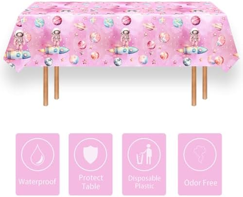 Letromp Outer Space Girls Birthday Tablecloth 54x108