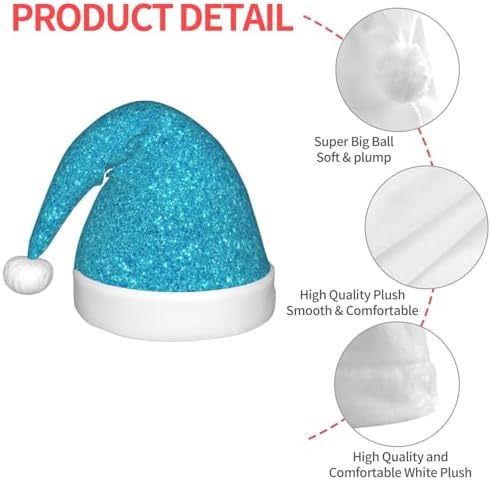 Blue Glitter Santa Hat for Kids Christmas Party