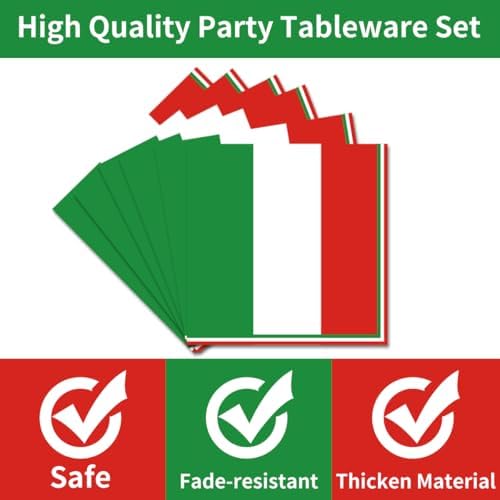 96 Pcs Italian Party Decorations Plates Napkins Set