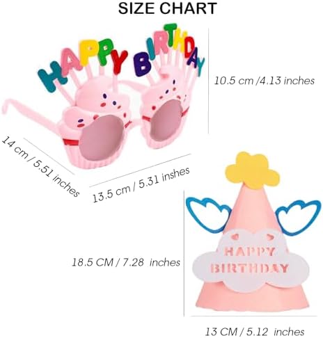 2 PCS Happy Birthday Hats and Sunglasses for Kids Adults
