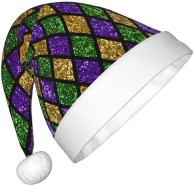 Shiny Green Purple Santa Hat for Kids Christmas Party