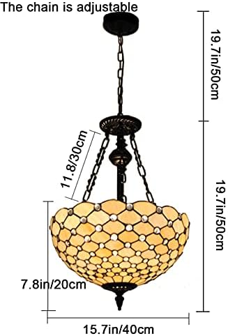 Tiffany Stained Glass Chandelier 3 Light Vintage Ceiling Lamp