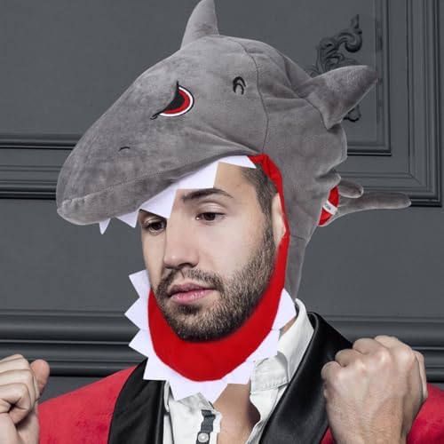SAFIGLE Grey Plush Shark Hat for Kids