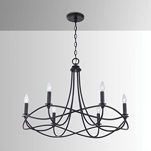 Capital Lighting 431661MB Sonnet Waving Metal Frame Candle Chandelier 6-Light Matte Black