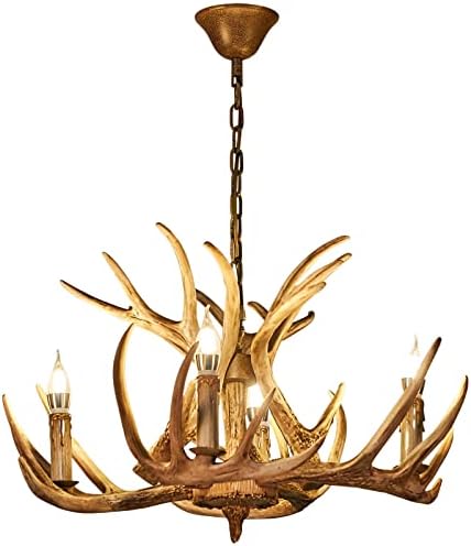 Rustic Antler Chandelier 4 Light Vintage Deer Horn Pendant Farmhouse Lighting
